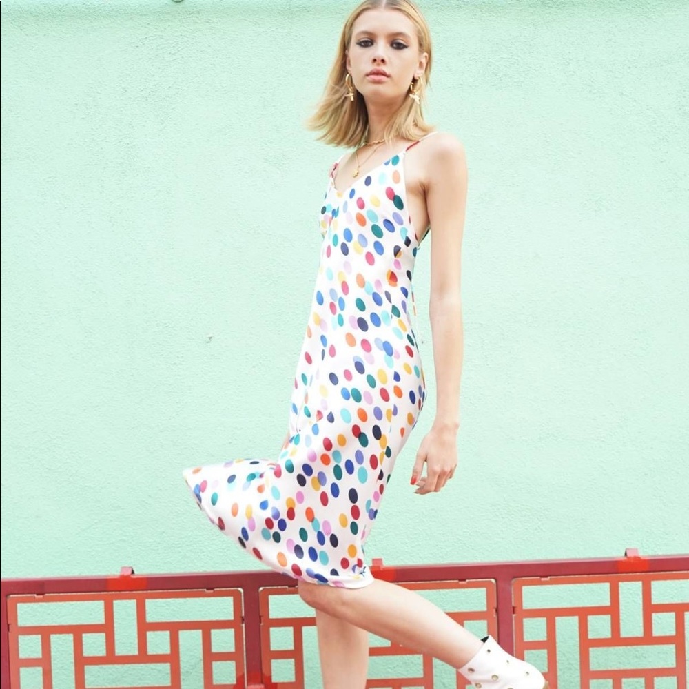 Lala slip dress in polka dot print